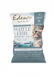 Eden Feline Feast kattenbrokjes 70g probeerverpakking witte vis met haringkaviaar 