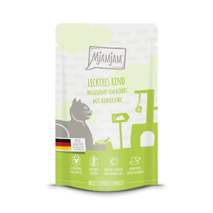 Mjamjam Katten Maaltijdzakje 125g - Heerlijk rundvlees met gestoomde pompoen