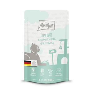 Mjamjam Katten Maaltijdzakje 125g - Goede kalkoen met gestoomde pompoen