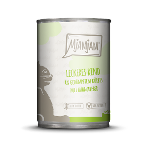 Mjamjam Katten Maaltijd Blik 400g - Heerlijk rundvlees met gestoomde pompoen