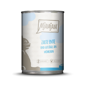 Mjamjam Katten Maaltijd Blik 400g - Malse eend & gevogelte met heerlijke worteltjes