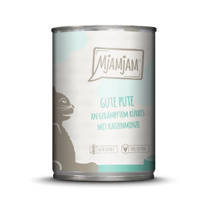 Mjamjam Katten Maaltijd Blik 400g - Goede kalkoen met gestoomde pompoen