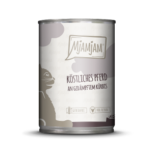 Mjamjam Katten Maaltijd Blik 400g - Heerlijk paard met gestoomde pompoen