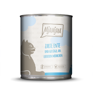 Mjamjam Katten Maaltijd Blik 800g - Malse eend & gevogelte met heerlijke worteltjes