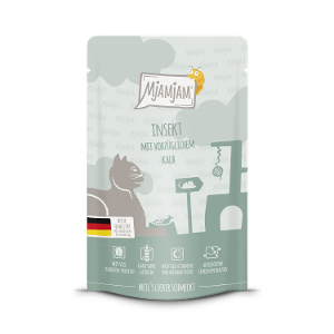 Mjamjam Katten Maaltijdzakje 125g - Insect - met uitstekend kalf