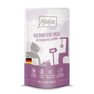 Mjamjam Katten maaltijdzakje 125g culinaire wild met verse veenbessen