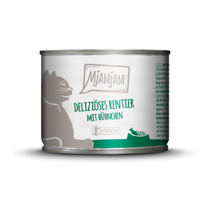 Mjamjam Katten Maaltijd Blikje 200g -Heerlijk rendier met kip op heerlijke worteltjes