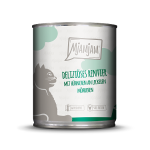 Mjamjam Katten Maaltijd Blik 800g - Heerlijk rendier met kip op heerlijke worteltjes