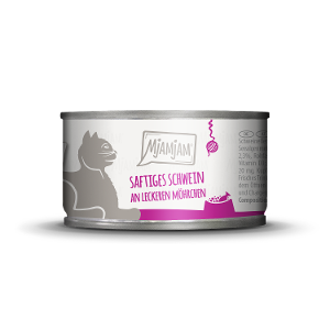 Mjamjam Katten Natvoer Blikje 100g Sappig varkensvlees met heerlijke worteltjes