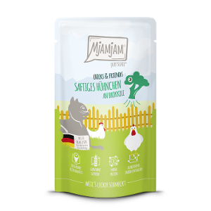 Mjamjam Katten Maaltijdzakje 125g Chicks & Friends sappige kip met broccoli