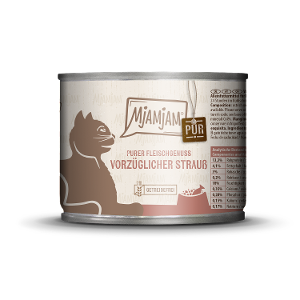 Mjamjam Puur Vlees Kattenblikje 200g struisvogel puur