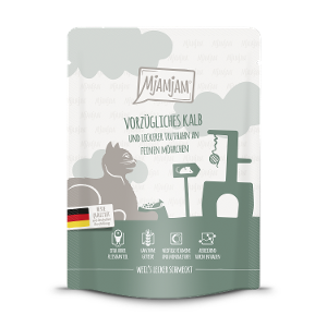 Mjamjam Katten Zakje 300g - Uitstekend kalfsvlees en kalkoen met heerlijke wortelen