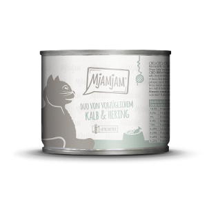 Mjamjam Katten Maaltijd Blikje 200g DUO van kalfsvlees & haring
