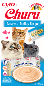 Inaba Churu Puree Tonijn met Sint-Jakobsschelp 4 x 14g