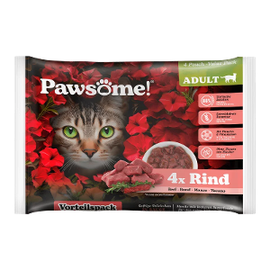 Pawsome Adult natvoer kat 85g 4 x rundvlees multipack