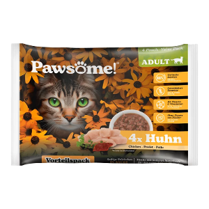 Pawsome Adult natvoer kat 85g 4 x kip multipack
