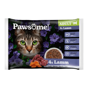 Pawsome Adult natvoer kat 85g 4 x lam multipack