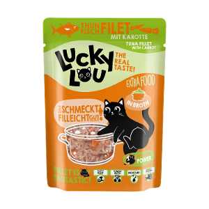 Lucky Lou Extrafood zakje 70g tonijn met wortel in bouillon
