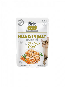 Brit Care Cat maaltijdzakje 85g forel & kabeljauw in gelei