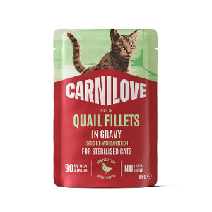 Carnilove katten zakjes in gravy 85g kwartel sterilised