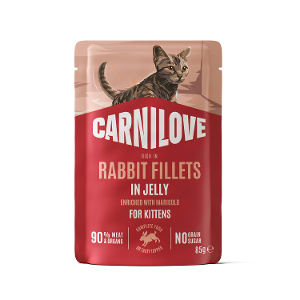 Carnilove katten zakjes in jelly 85g konijn kitten