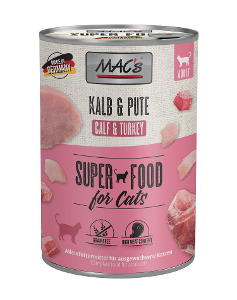 Mac's Katten Natvoer Blikjes 400g kalf & kalkoen