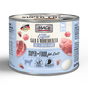 Mac's Kitten Natvoer Blikjes 200g kalb & kippenharten