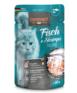 Leonardo Katten Natvoer Zakje 85g vis + garnalen