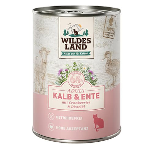 Wildes Land Classic Katten Blikjes 400g kalfsvlees & eend