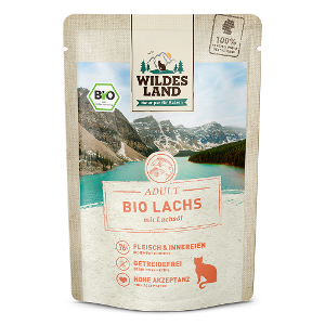 Wildes Land Bio Kattenzakjes 85g zalm