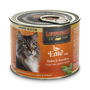 Leonardo Superior Selection blik 200g eend met kip en wortelen