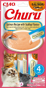 Inaba Churu Purée Cat 4 x 14g zalm met sint-jakobsschelp