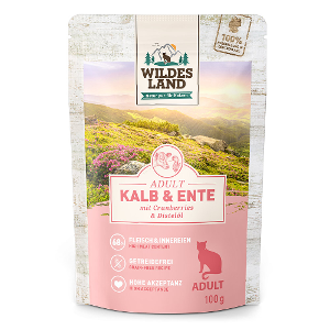 Wildes Land Classic Kattenzakjes 100g kalf en eend
