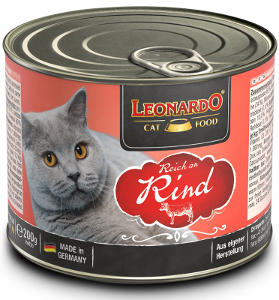 Leonardo Katten Natvoer blikje 200g rund