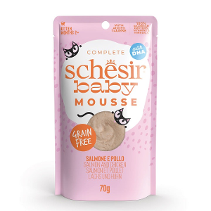 Schesir Baby natvoer kitten mousse zalm & kip 70g zakje