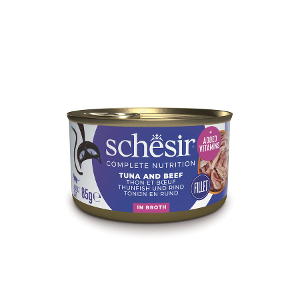 Schesir Complete Nutrition blikvoer kat 85g tonijn & rund in bouillon