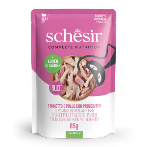 Schesir Complete Nutrition Adult Cat 85g tonijn, kip & ham in jelly