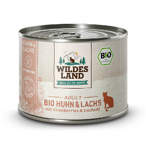 Wildes Land Bio Kattenblikjes 200g bio kip en zalm