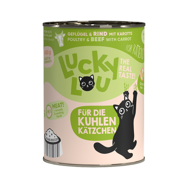 Lucky Lou Lifestage Kitten 400g gevogelte en rund Lucky Lou Lifestage Kitten 400g gevogelte en rund