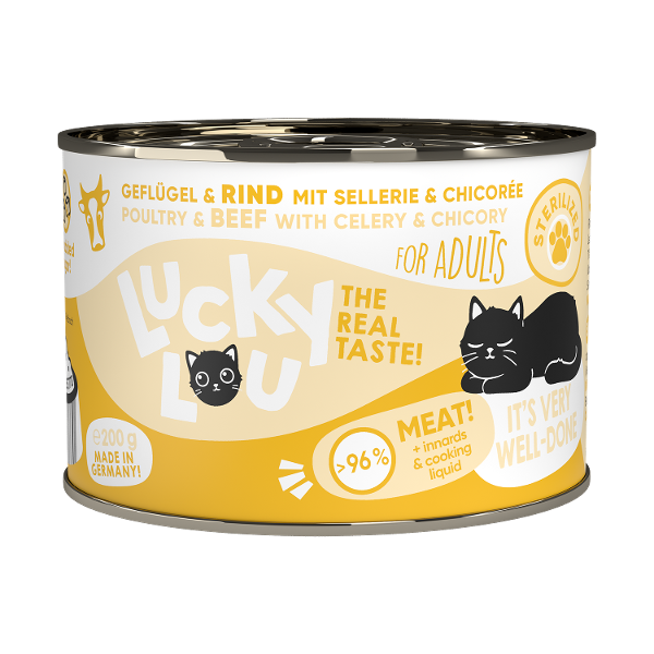 Lucky Lou Lifestage Sterilized 200g gevogelte rund Lucky Lou Lifestage Sterilized 200g gevogelte rund