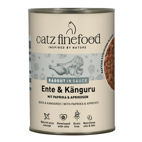 Catz Finefood RAGOUT IN SAUCE 380g Eend & Kangoeroe Catz Finefood RAGOUT IN SAUCE 380g Eend & Kangoeroe
