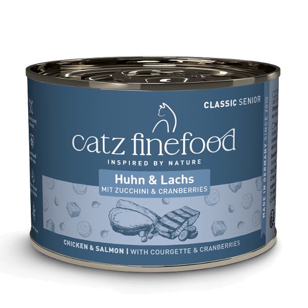 Catz Finefood Classic Senior Nassfutter für ältere Katzen 200g Dose N°05 Lachs & Huhn
