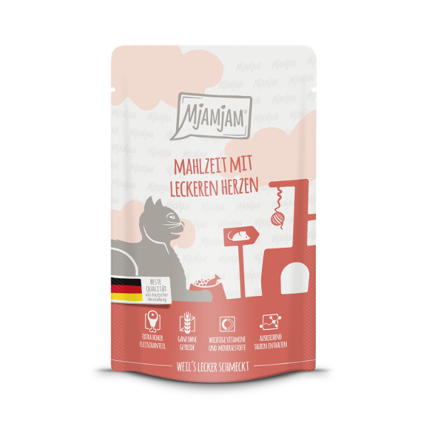 Mjamjam Katten Maaltijdzakje 125g - Maaltijd met smakelijke hartjes Mjamjam Katten Maaltijdzakje 125g - Maaltijd met smakelijke hartjes