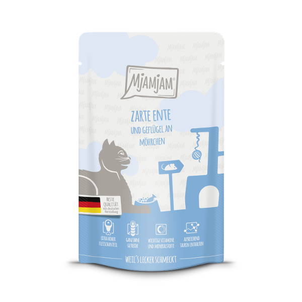 Mjamjam Katten Maaltijdzakje 125g - Malse eend & gevogelte met heerlijke worteltjes Mjamjam Katten Maaltijdzakje 125g - Malse eend & gevogelte met heerlijke worteltjes