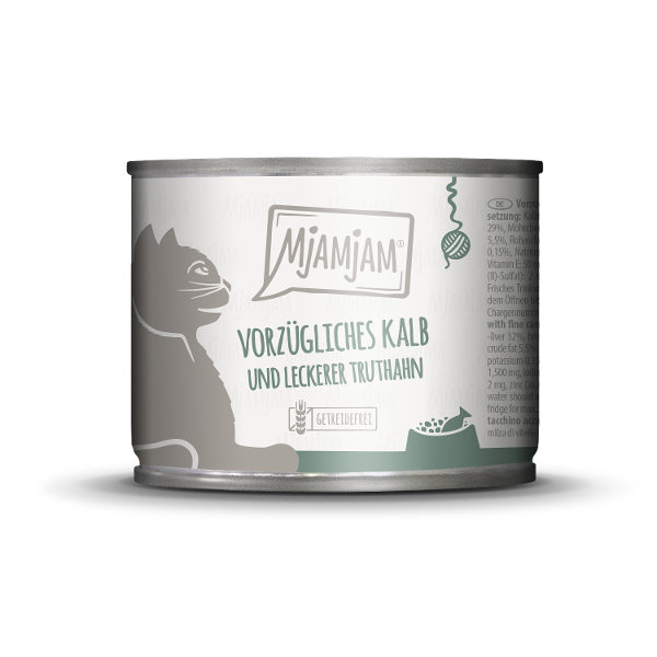 Mjamjam Katten Maaltijd Blikje 200g kalf & kalkoen Mjamjam Katten Maaltijd Blikje 200g kalf & kalkoen