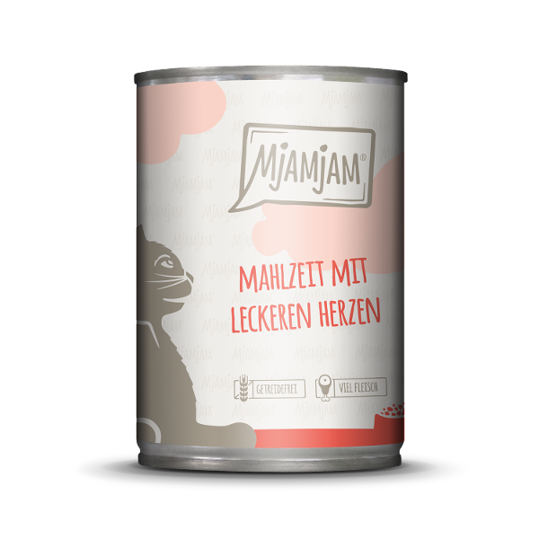 Mjamjam Katten Maaltijd Blik 400g - Maaltijd met smakelijke hartjes Mjamjam Katten Maaltijd Blik 400g - Maaltijd met smakelijke hartjes