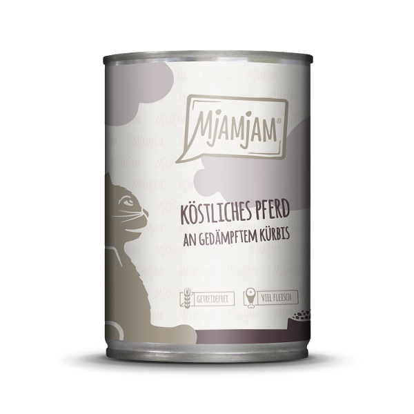 Mjamjam Katten Maaltijd Blik 400g - Heerlijk paard met gestoomde pompoen