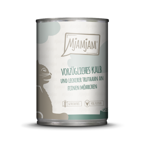 Mjamjam Katten Maaltijd Blik 400g - Uitstekend kalfsvlees met heerlijke kalkoen Mjamjam Katten Maaltijd Blik 400g - Uitstekend kalfsvlees met heerlijke kalkoen