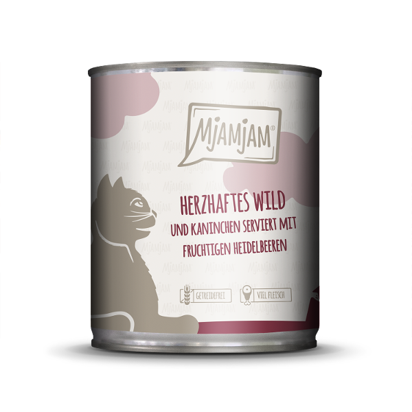 Mjamjam Katten Maaltijd Blik 800g - wild & konijn Mjamjam Katten Maaltijd Blik 800g - wild & konijn