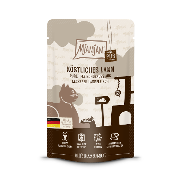 Mjamjam Puur Vlees Kattenzakje 125g - Puur vleesgenot - heerlijk puur lamsvlees